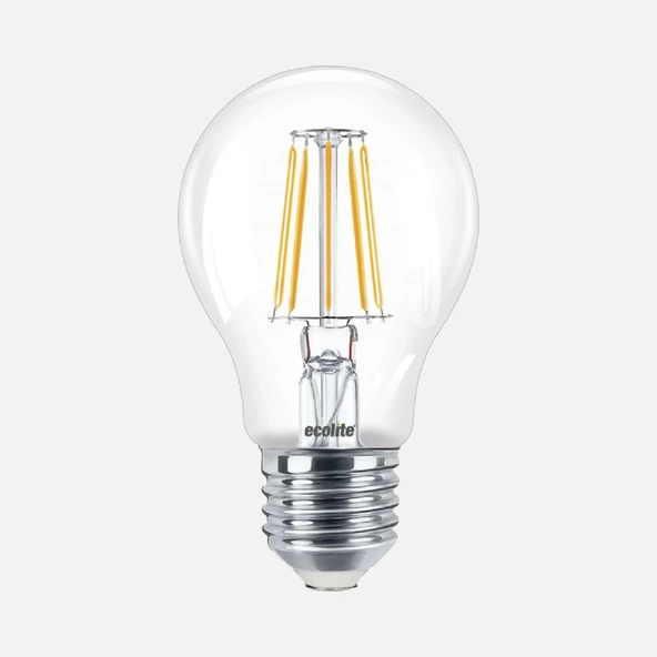 Ecolite Filament A60 6.5 W Sarı Klasik E27 Duy Led Ampul (4'li Paket) ürün görseli 1