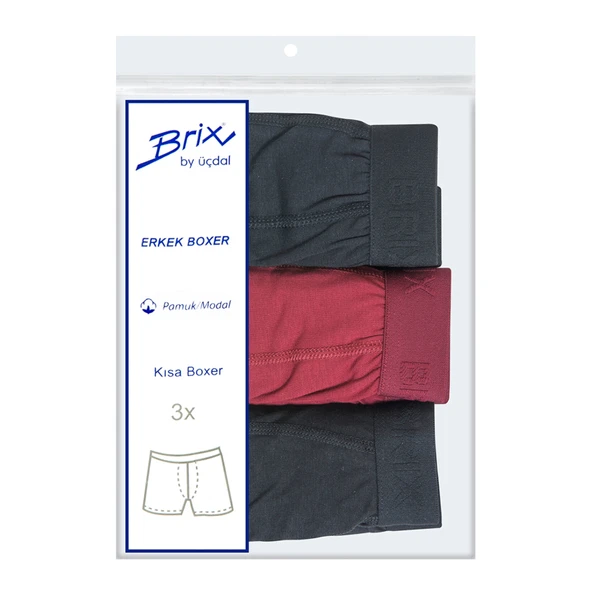 Brix Modal Erkek 3'lü Kısa Boxer L (2'li Paket) ürün görseli 1