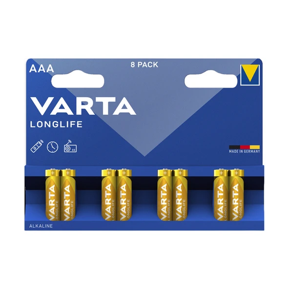Varta Longlife AAA İnce Kalem Alkalin Pil Paket 8'li (5'li Paket) ürün görseli 1