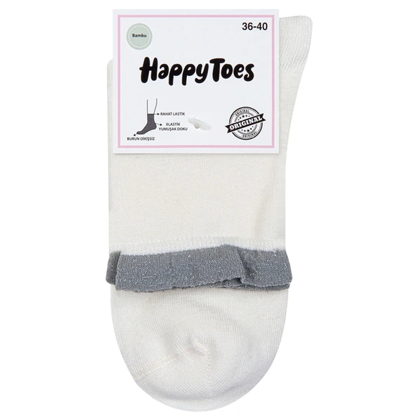 Happy Toes Kadın Bambu Simli Fırfırlı Çorap 36-40 (6'li Paket) ürün görseli 1