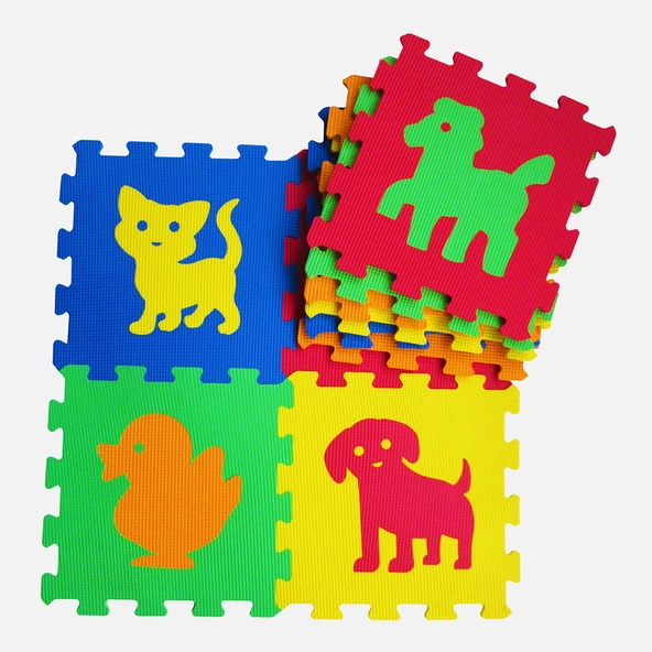 Akar Oyuncak 10'lu Hayvanlar 7 mm 33x33 cm Kare Çocuk Oyun Karosu Çok Renkli (2'li Paket) ürün görseli 1