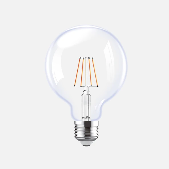 Ecolite Led Filament Globe G125 7W E27 2700K Led Ampul (6'li Paket) ürün görseli 1