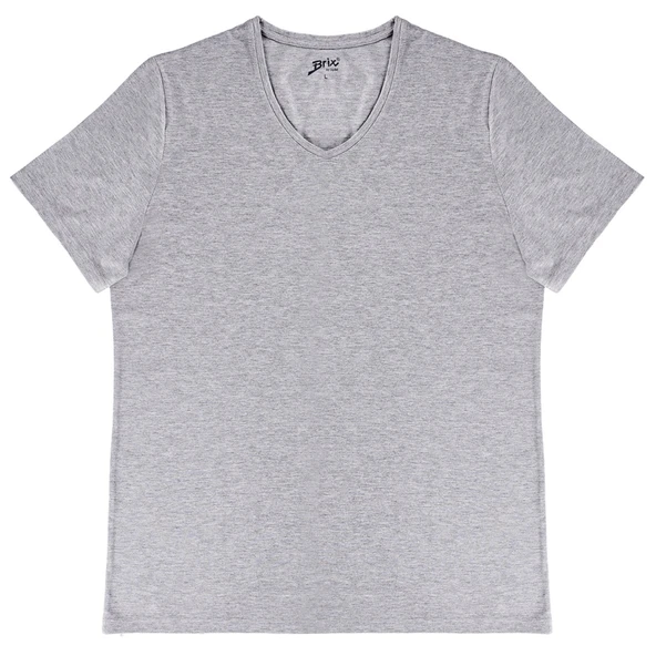 Brix Erkek Elastan V Yaka Tshirt Gri L  (4'li Paket) ürün görseli 1