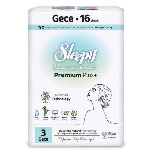 Sleepy Bio Süper Eco Gece Hijyenik Ped 16'lı (4'li Paket) ürün görseli 1