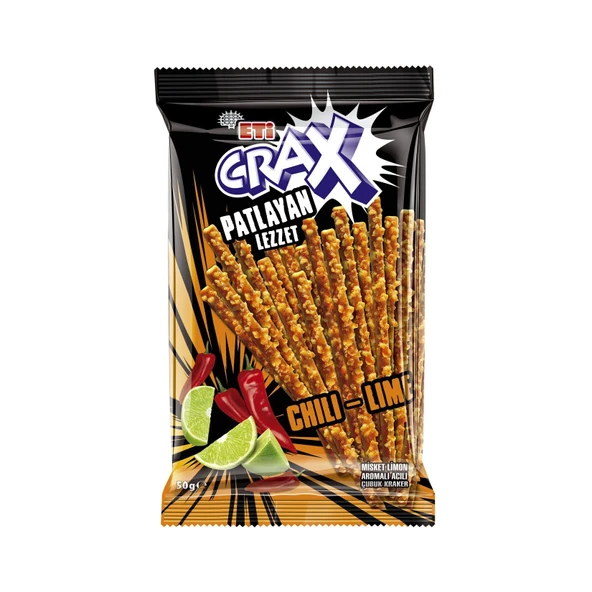Eti Crax Acılı ve Misket Limonlu Çubuk Kraker 50 g 20'li (5'li Paket) ürün görseli 1