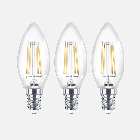 Ecolite Led Filament C35 4 W Beyaz 6500K E14 LED Ampul (4'li Paket) ürün görseli 1