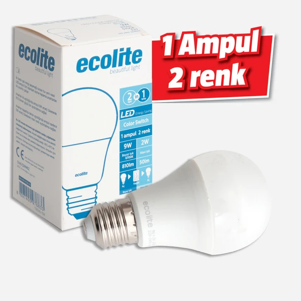 Ecolite Switch 9 W Kırmızı Klasik E27 Duy Led Ampul (5'li Paket) ürün görseli 1