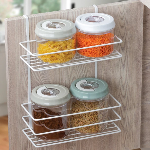 Okyanus Home Askılı 2 Katlı Dolap Düzenleyici Raf Beyaz (2'li Paket) ürün görseli 1
