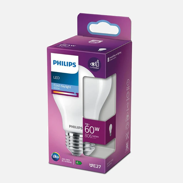 Philips Led Classic A60 FR 7 W Beyaz E27 LED Ampul (6'li Paket) ürün görseli 1