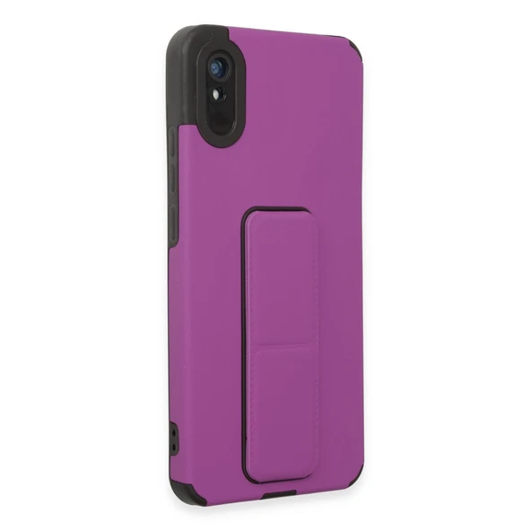 Xiaomi Redmi 9a Kılıf Mega Standlı Silikon - Mor - Resim 2