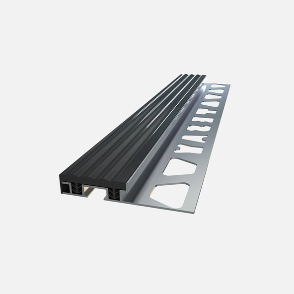 Tesay 11 mm Pvc Bantlı Basamak Profil Siyah (3'li Paket) ürün görseli 1