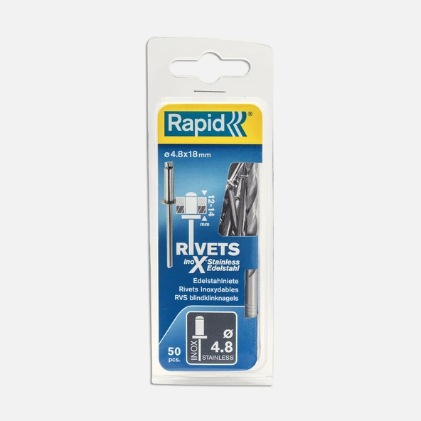 Rapid Perçin 4,8X18 mm Paslanmaz Matkap Ucu 50 Adet (3'li Paket) ürün görseli 1