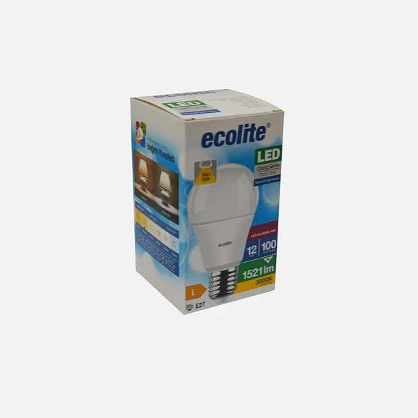 Ecolite A60 LED Ampul 12W E27 3000K Sarı Işık (6'li Paket) ürün görseli 1