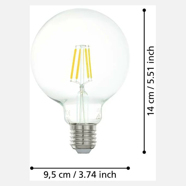 Eglo Şeffaf G95 4 W Klasik E27 Duy Led Ampul (4'li Paket) ürün görseli 1
