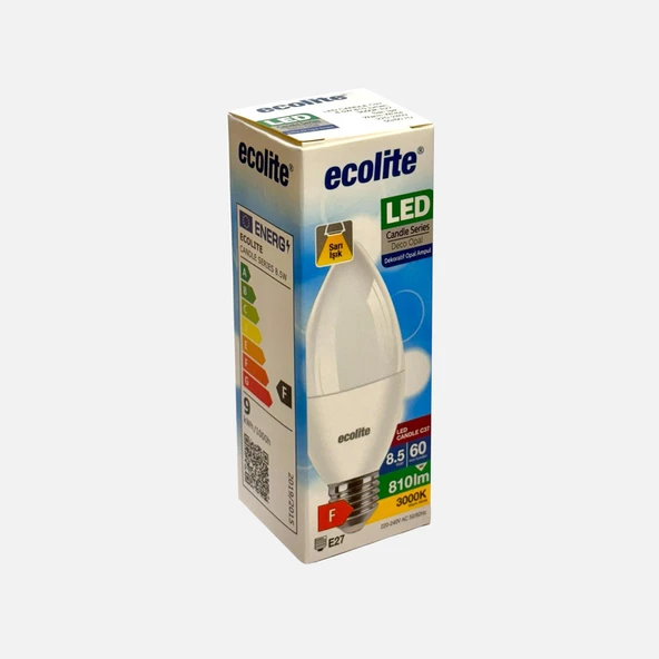 Ecolite C37 LED Ampul 8.5W, Sarı Işık (3000K) (6'li Paket) ürün görseli 1