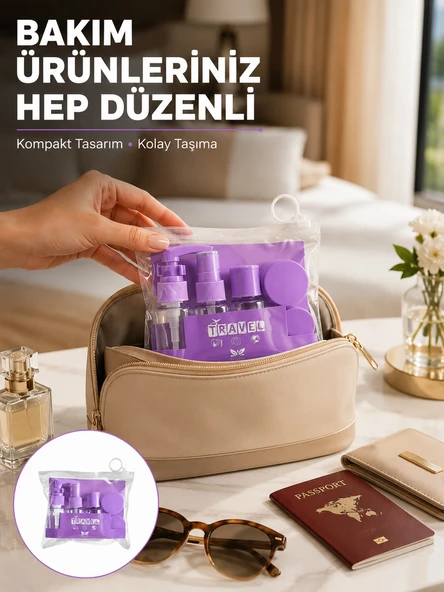 Seyahat Bakım Seti 5 Parça Sızdırmaz Şeffaf Kapaklı 30Ml Yeni Nesil ürün görseli 1
