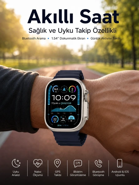 Akıllı Saat Bağlantılı Nfc Gps Nabız Ölçer Sesli Görüşme Yeni Nesil ürün görseli 1