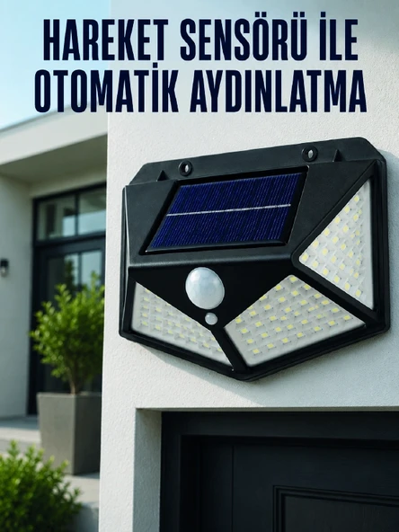 Hareket Sensörlü Güneş Enerjili Duvar Lambası Dış Mekan İçin Güçlü Led Aydınlatma ürün görseli 1