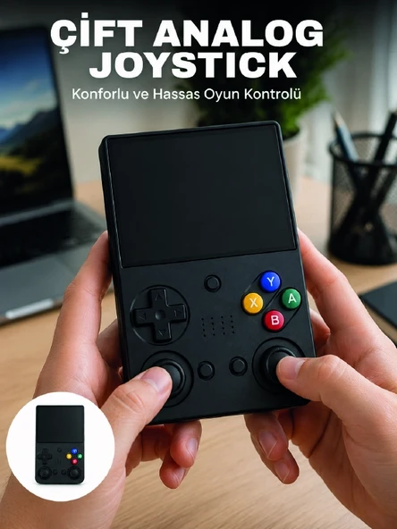 3.5 İnç Ips Ekran Oyun Konsolu 64Gb Dahili Hafıza Çift Analog Joystick Taşınabilir El Konsolu ürün görseli 1