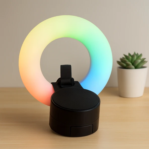Bluetooth Mini Hoparlör Usb Şarjlı Led Işıklı Telefon Tutucu ürün görseli 1