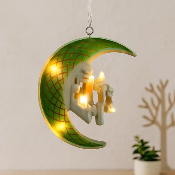 Ramazan Led Perde Lamba (Fişli, Eklemeli) Yeşil Hilal Cami Yıldız ürün görseli 1