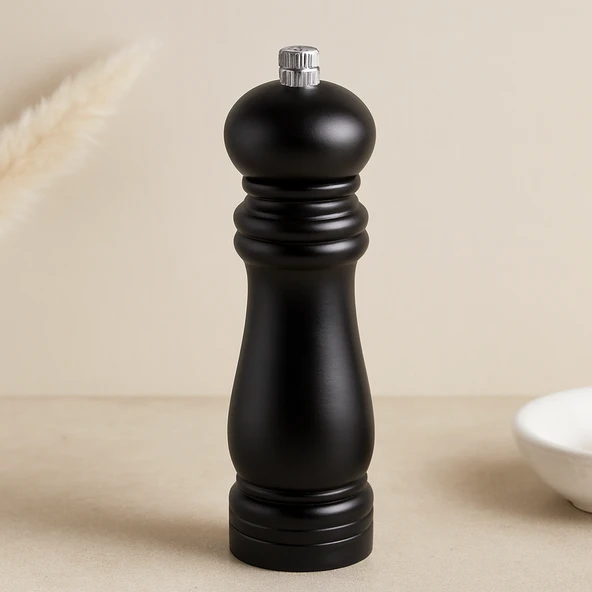 Küçük Siyah Ahşap Tuz Ve Baharat Öğütücü (Çap 4.5 Cm, 15.5 Cm) ürün görseli 1