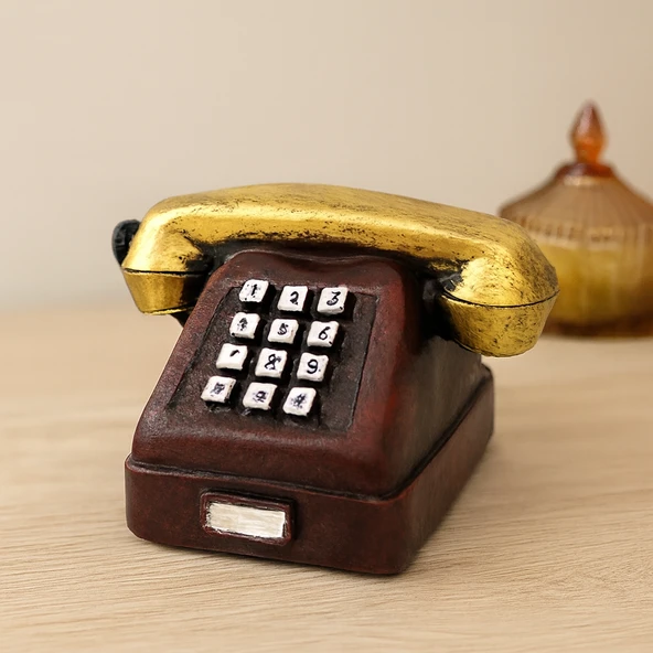 Ankesörlü Telefon Dekoratif Biblo - Reçine 9.5X9.5 Cm ürün görseli 1