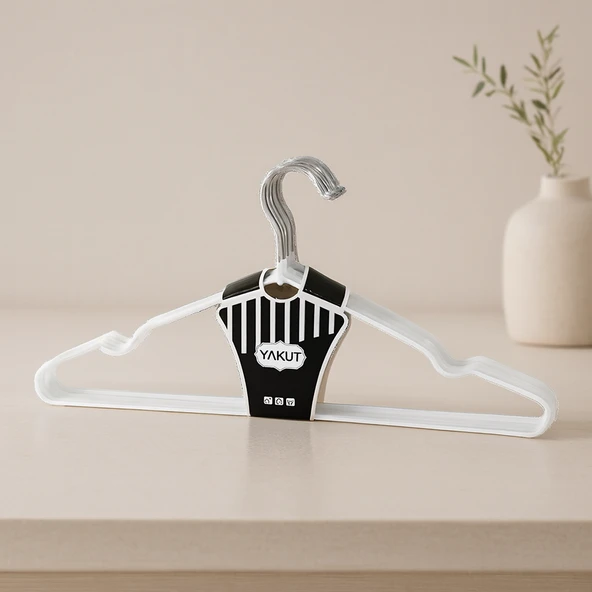 Metal Silikon Kaplı Elbise Askısı 10'Lu Beyaz 40X50 Cm ürün görseli 1