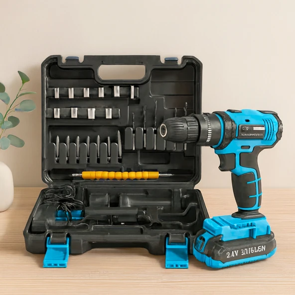 Şarjlı Matkap Seti 24W 1350 Rpm Çantalı ürün görseli 1