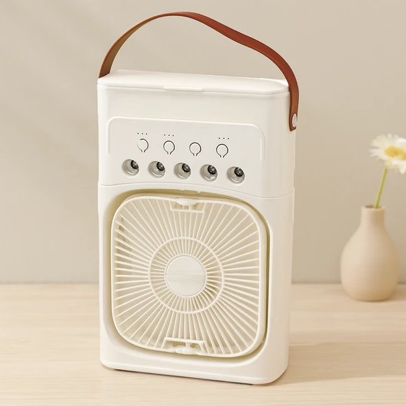 Masaüstü 3-In-1 Hava Nemlendirici Fan Gece Lambası (Usb, 360°, 3 Kademe) ürün görseli 1