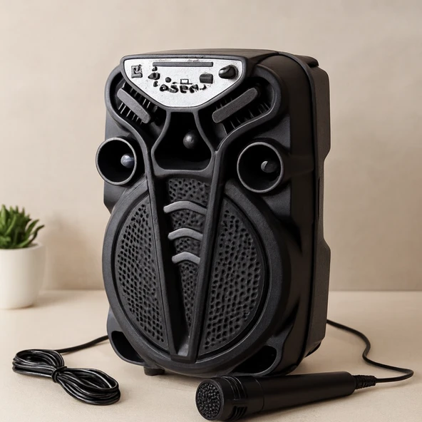 8 Inç Kablosuz Karaoke Hoparlör Mikrofonlu, Usb/Tf/Aux, Işıklı, Şarjlı ürün görseli 1