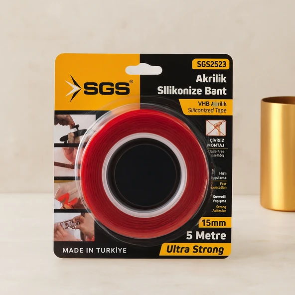 Akrilik Silikonize Çift Taraflı Bant (Vhb) 15Mm X 5Yd ürün görseli 1