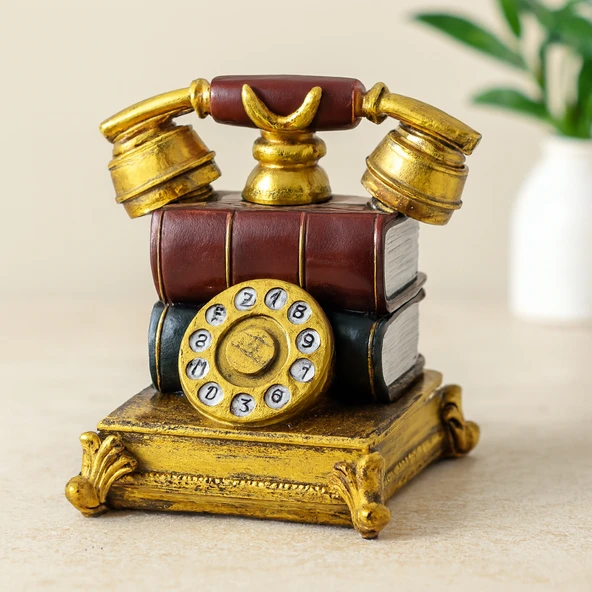 Vintage Telefon Biblo Kumbara Reçine 15.5X15.5X10 Cm ürün görseli 1