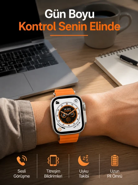 Akıllı Saat Gps Özelliği Bildirim Görme Adımsayar Sesli Görüşme Yapabilen Yeni Nesil ürün görseli 1
