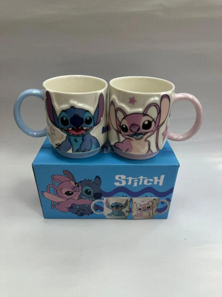 Stitch 2Li Kabartmalı Kupa Bardak ürün görseli 1