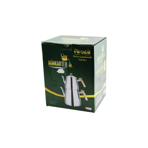 Çelik Çaydanlık Seti (1.1L Üst + 2L Alt) Kendinden Süzgeçli - Resim 2