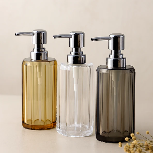200 Ml Sekizgen Akrilik Mika Sıvı Sabunluk (Şeffaf/Renkli) ürün görseli 1