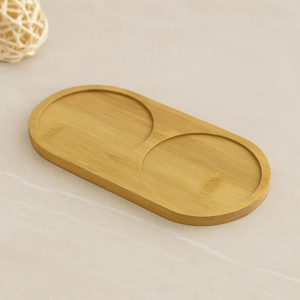 Bambu 2 Bölmeli Oval Yağdanlık Altlığı 12X24X0.8 Cm ürün görseli 1
