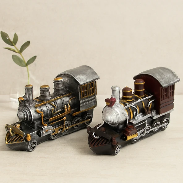 Vintage Tren Biblo Kumbara Reçine 20X12X8 Cm ürün görseli 1