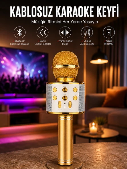 Taşınabilir Karaoke Mikrofon: Hafıza Kart Girişli, Etkileyici ürün görseli 1