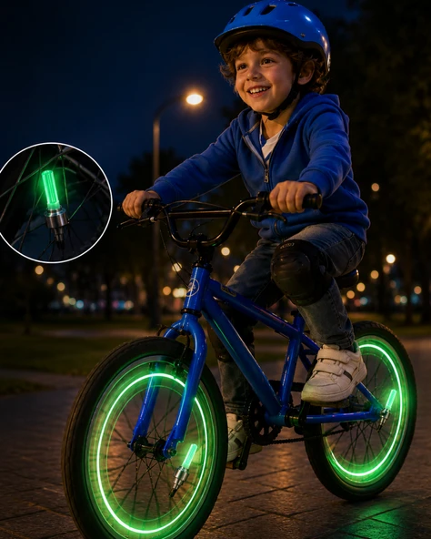 Araç Sibop Led Işığı 2Li Set Bisiklet Motosiklet Jant Lambası ürün görseli 1