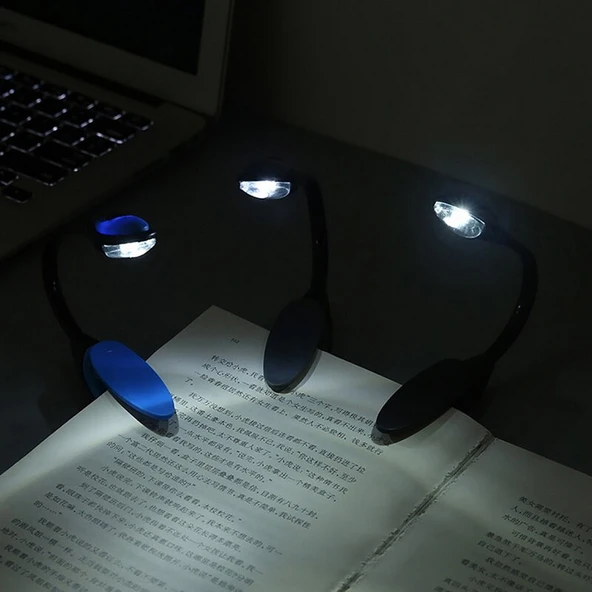 Kitap Okuma Işığı Led Booklight Kıskaçlı Pilli Model Led Işık ürün görseli 1
