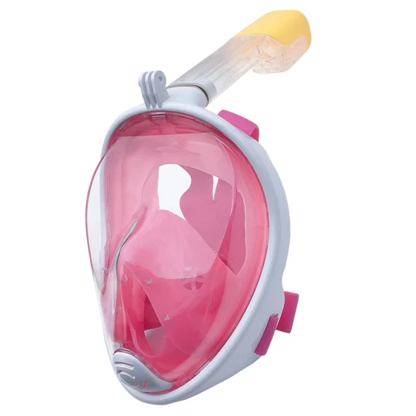 Easybreath Full Face Şnorkel Maske Su Altı Maskesi Anti-Sis Aksiyon Kamera Takılabilir Pembe S/M ürün görseli 1