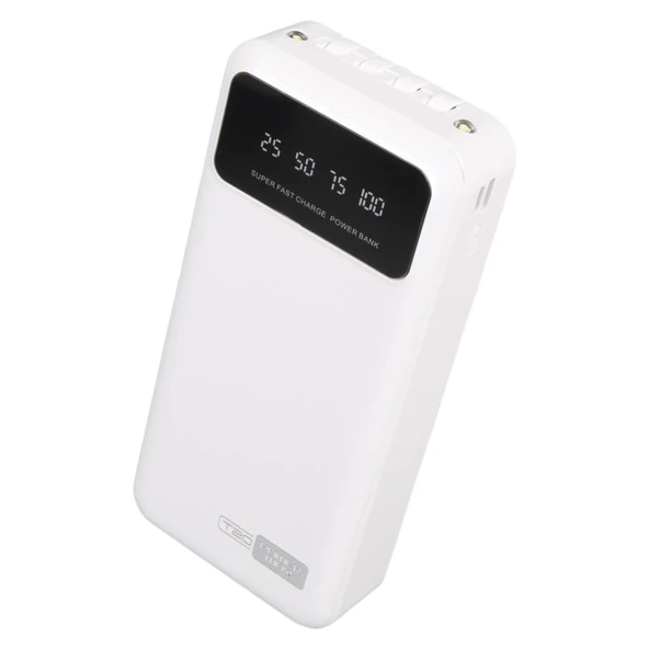 POWERWAY T20 KENDİNDEN KABLOLU DİJİTAL EKRAN 20.000 MAH BEYAZ POWERBANK ürün görseli 1