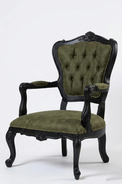 Royal Klasik Ahşap İşlemeli Berjer - Resim 9