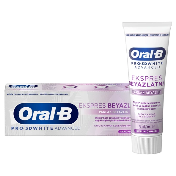 Oral-B  3D White Advenced Ekspres Beyazlatıcı Parlak Diş Macunu 75 Ml (6'li Paket) ürün görseli 1