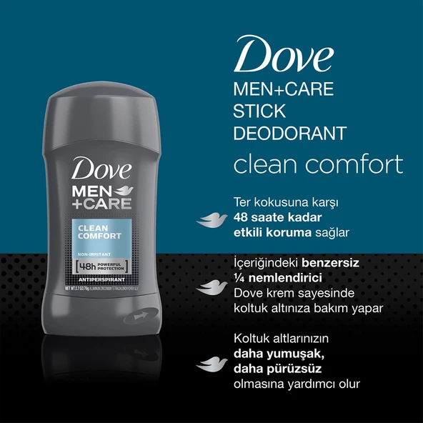 Dove Men Clean Comfort Stick Deodorant 50 ml - Resim 3