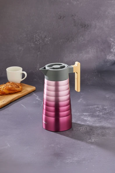 COOKER 2 LİTRE ÇELİK TERMOS BAMBU SAPLI - Resim 2