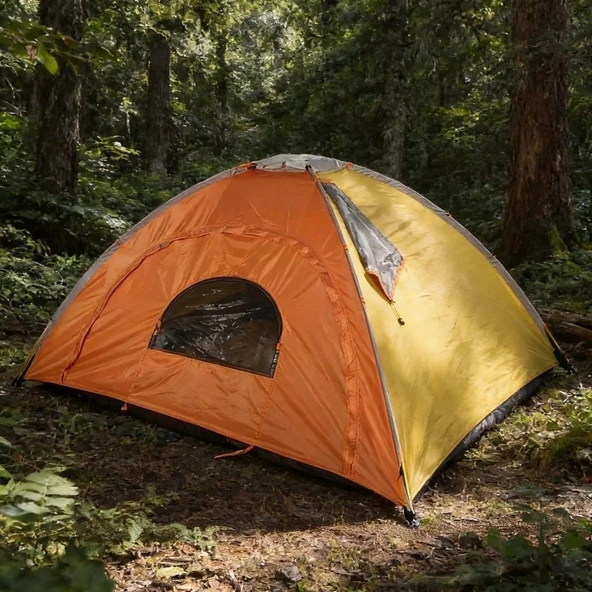 4 Kişilik Yarı Otomatik Kamp Çadırı – Suya Dayanıklı, Hızlı Kurulumlu Outdoor Aile Çadırı, Doğa, Kamp ve Piknik 200x200x135 cm (5433) ürün görseli 1