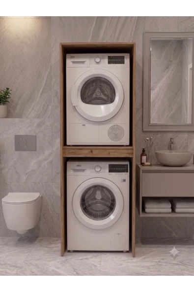 Alfimo Mobilya netto çamaşır & kurutma makine dolabı çok amaçlı dolap banyo dolabı atlantik çam ürün görseli 1
